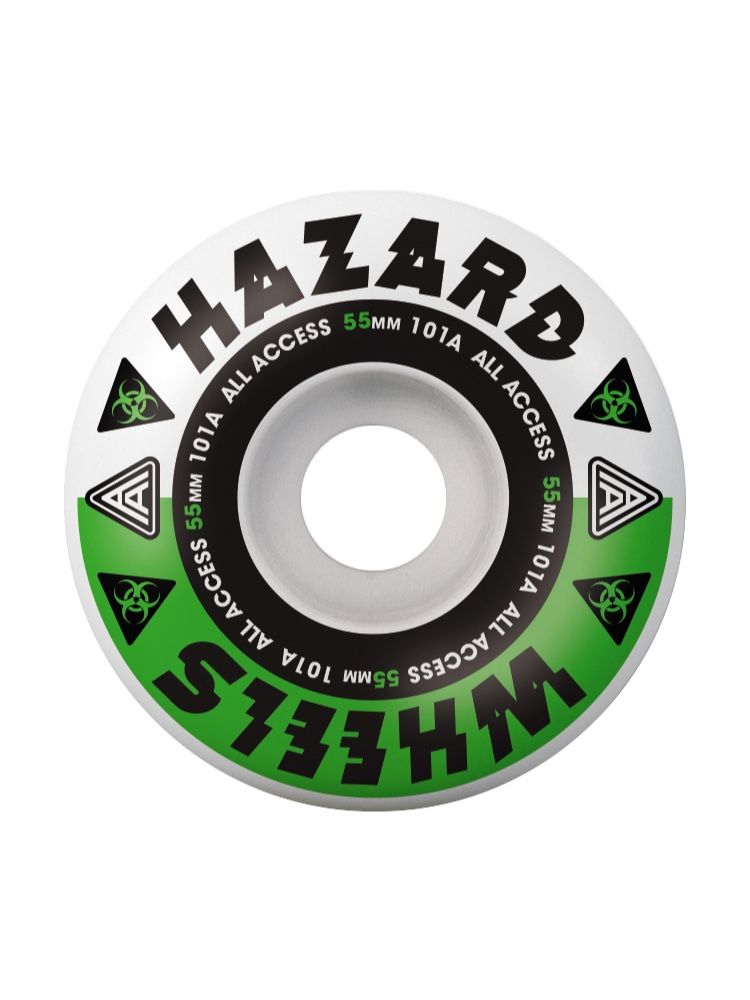 Hazard Melt Down - Radial Skateboard Wheels - White and Green - Invisible Board Shop