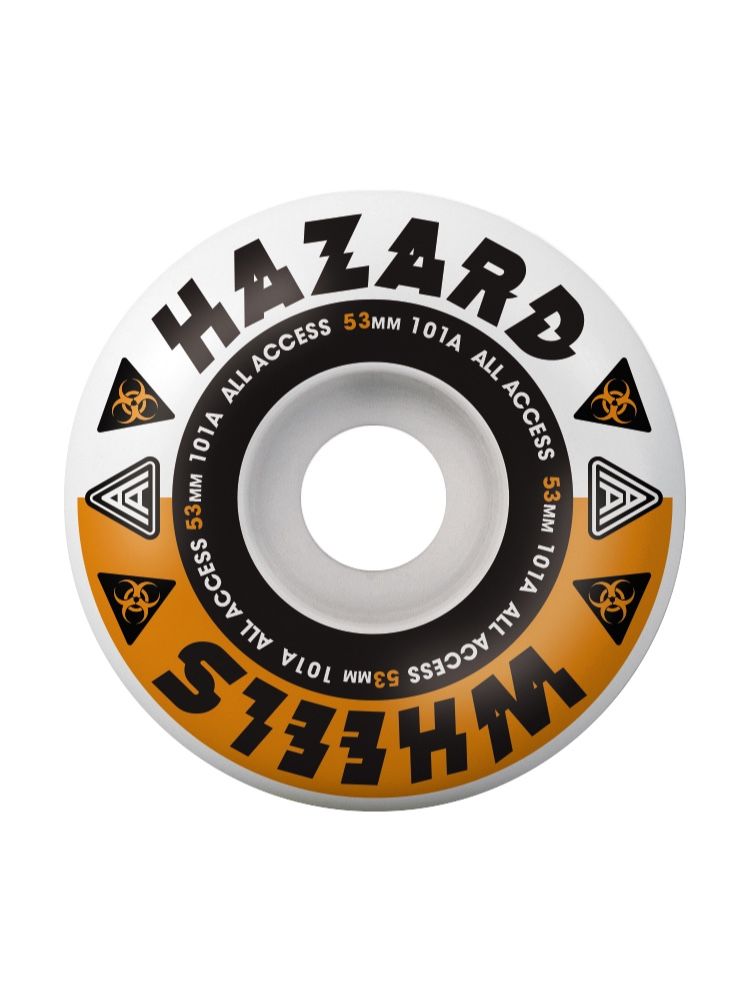 Hazard Melt Down - Radial Skateboard Wheels - White and Orange - Invisible Board Shop