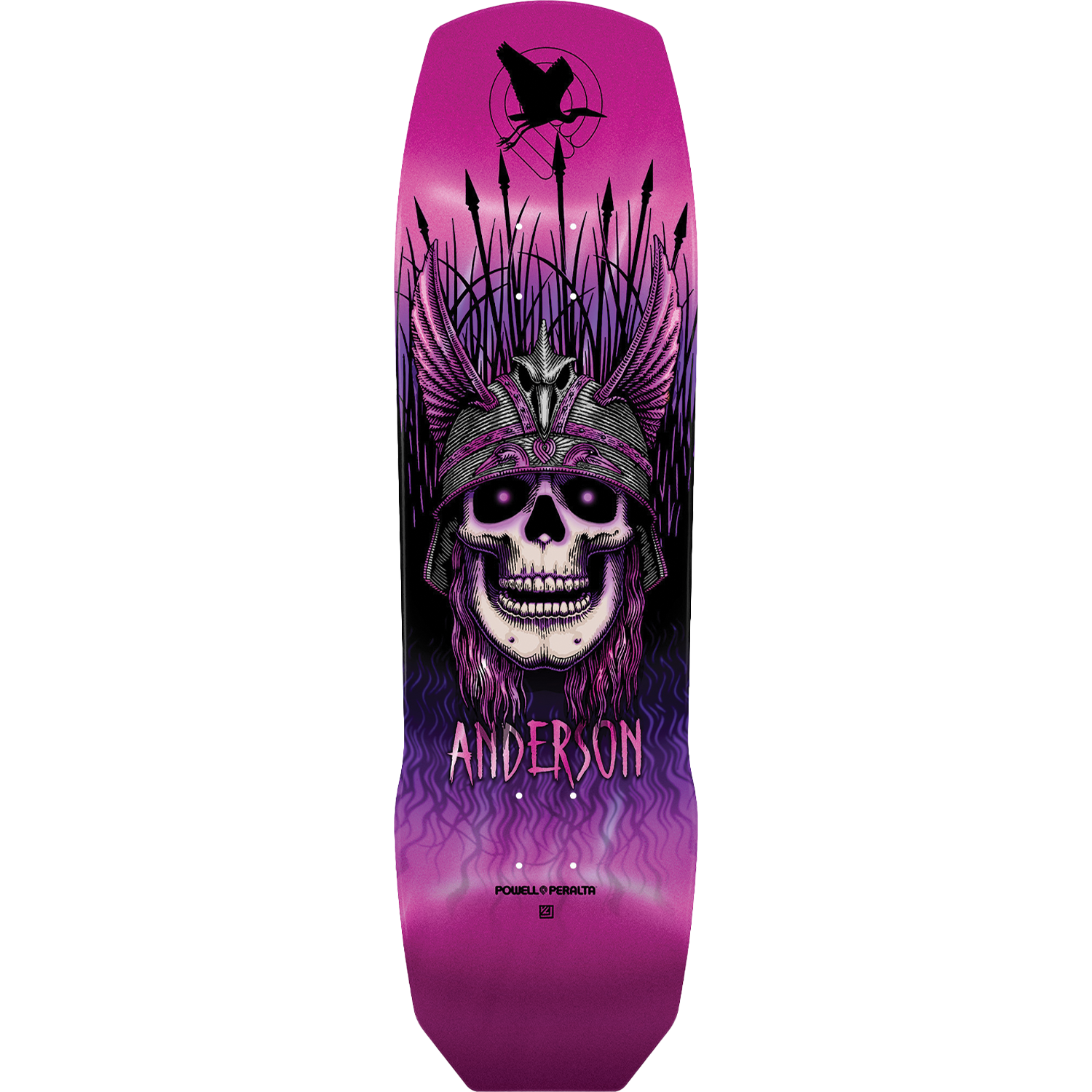 Powell Peralta Andy Anderson Heron 4 Pink Foil Skateboard Deck - 9.13" x 32.8" - Invisible Board Shop
