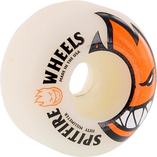 Spitfire BIGHEAD 50mm WHT W ORG Skateboard Wheels - Invisible Board Shop