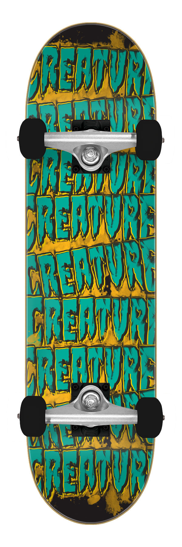 Creature logo spill Mini 7.75in x 30.00in Complete Skateboard - Invisible Board Shop