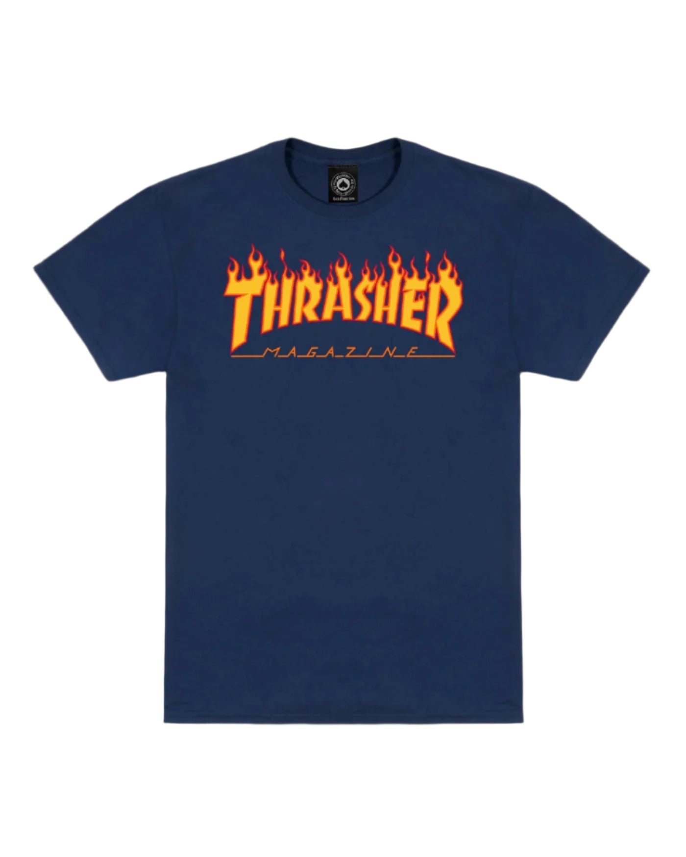 THRASHER Flame Logo Mens Tee NAVY - Invisible Board Shop