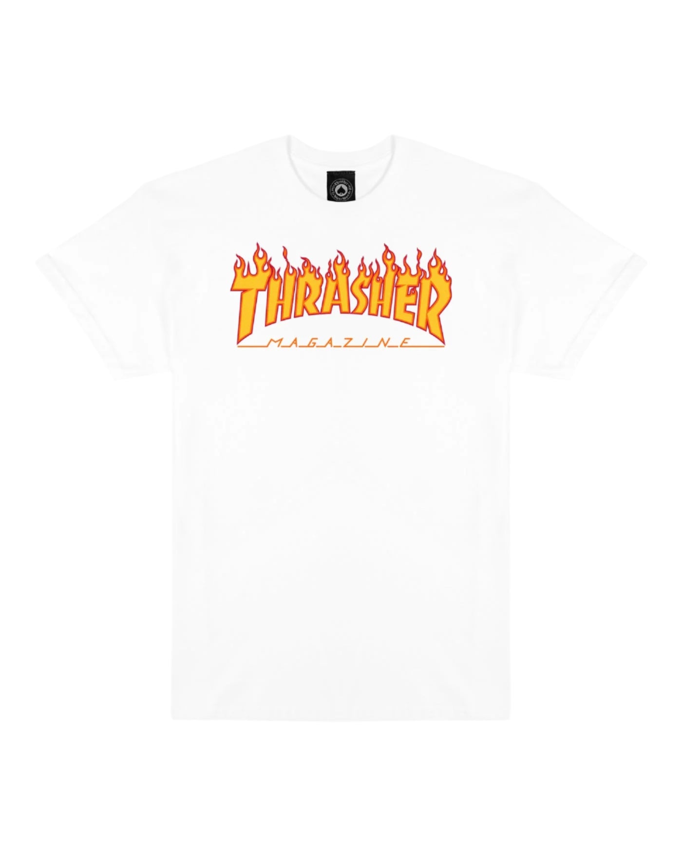 THRASHER Flame Logo Mens Tee WHITE - Invisible Board Shop