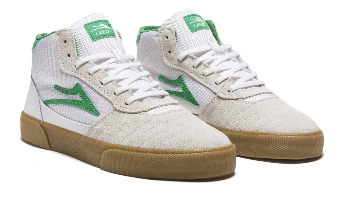 Lakai - Cambridge Mid White Grass Suede Skateboard Shoes - Invisible Board Shop