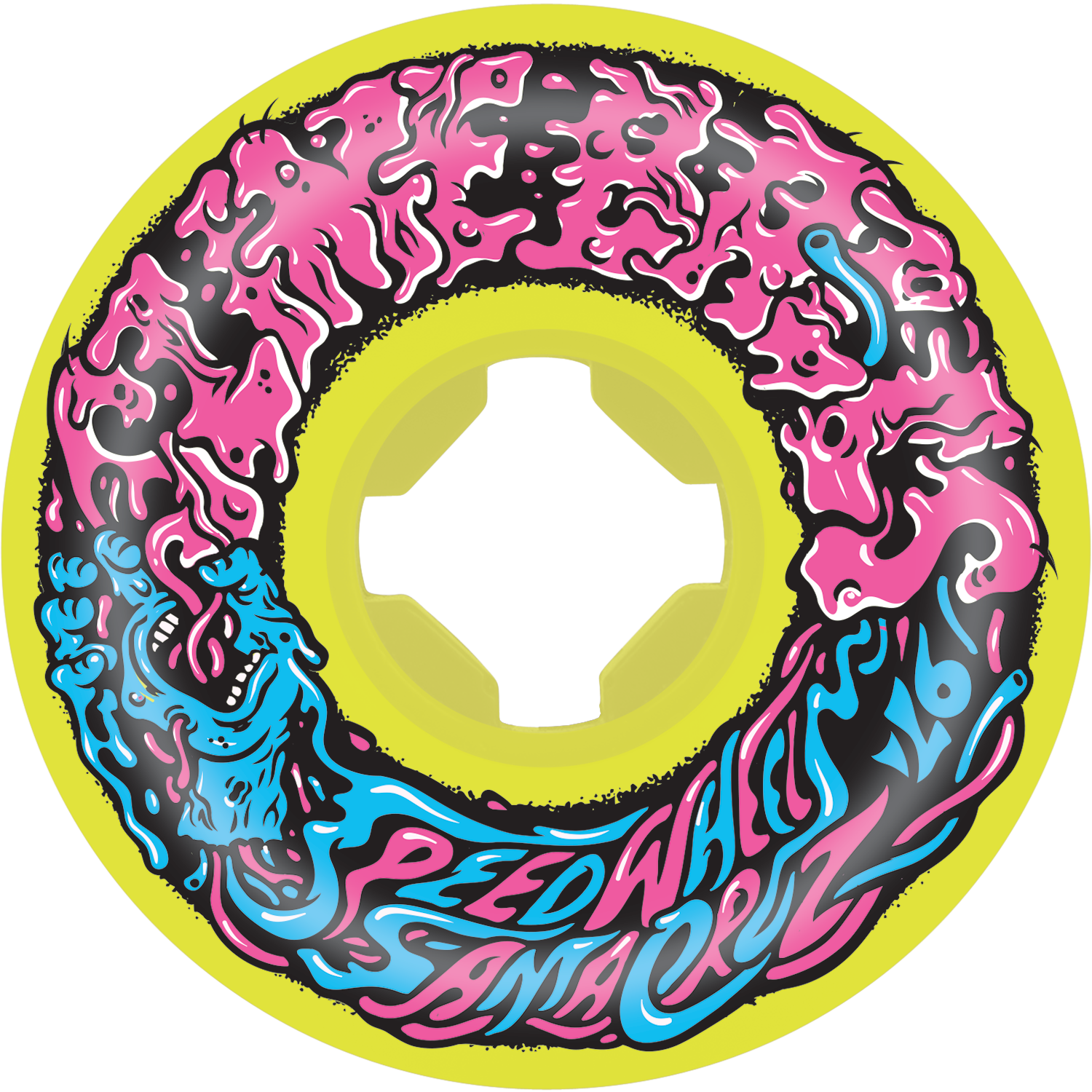 Santa Cruz Slime Balls Vomit Mini II Skateboard Wheels 54MM 97A Yellow/Pink/Blue - Invisible Board Shop